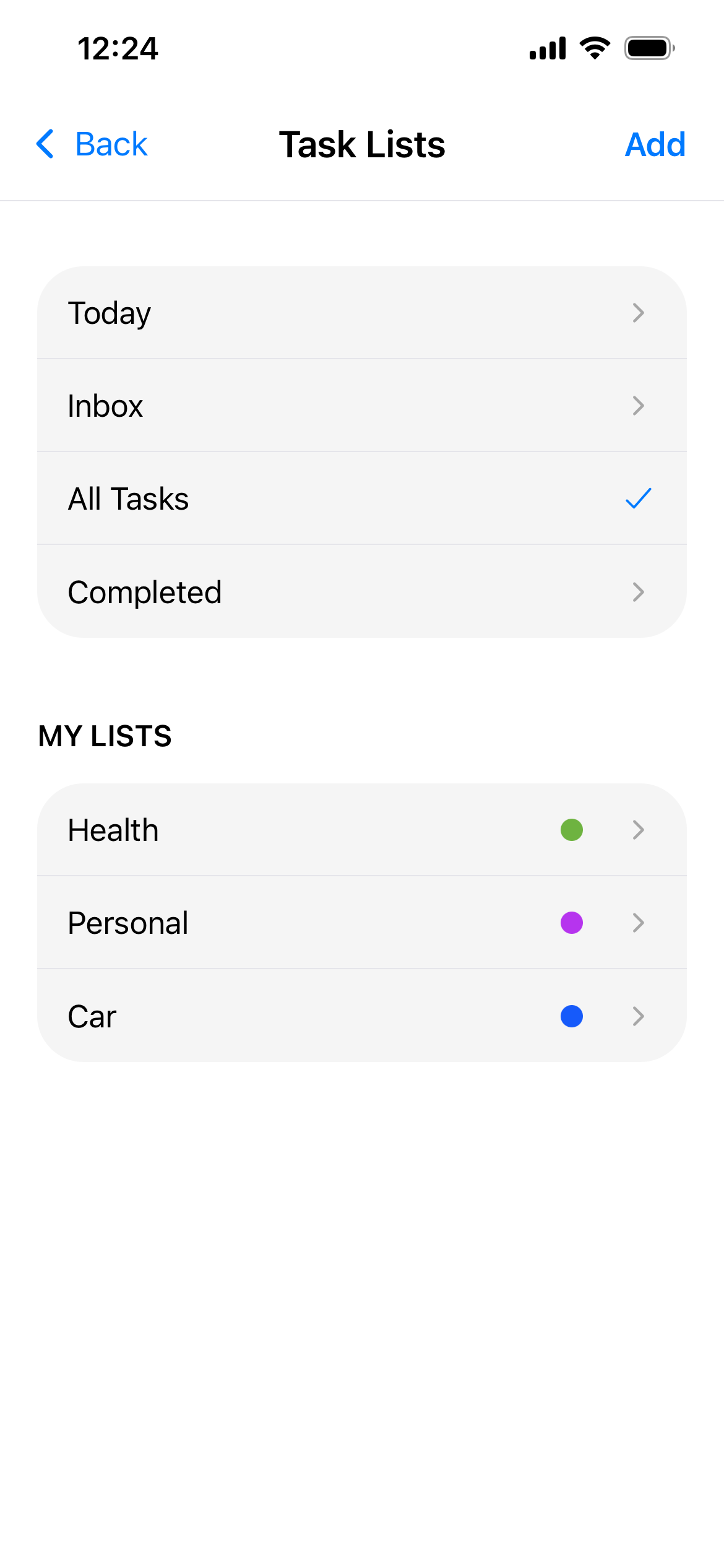 SimplyDo app screenshot - Task List